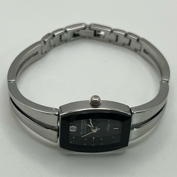 Armitron Now Diamond Vintage Petite Black and Silver Ladies Watch Working - Picture 1 of 9